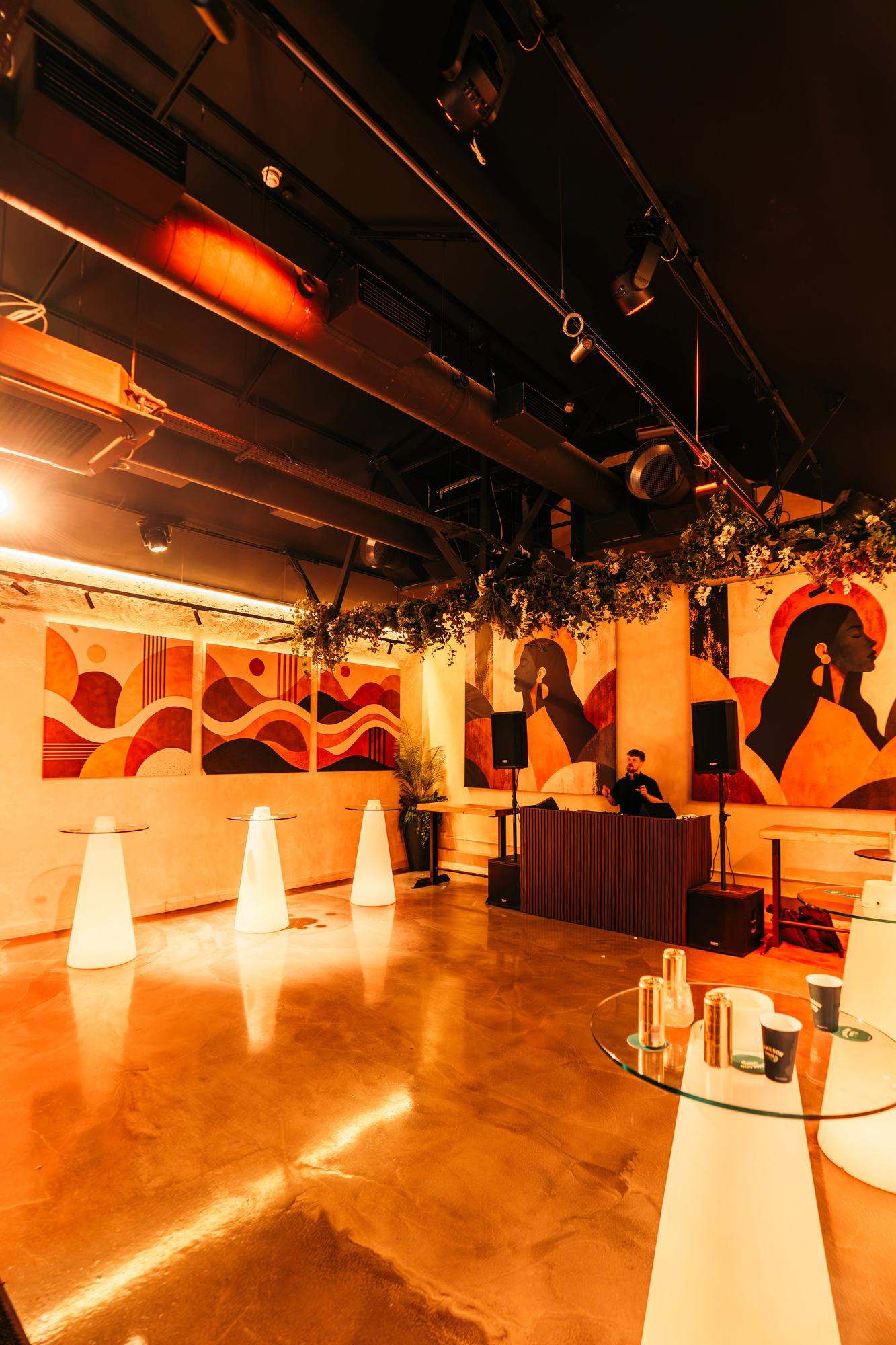 The murals and the booth before doors