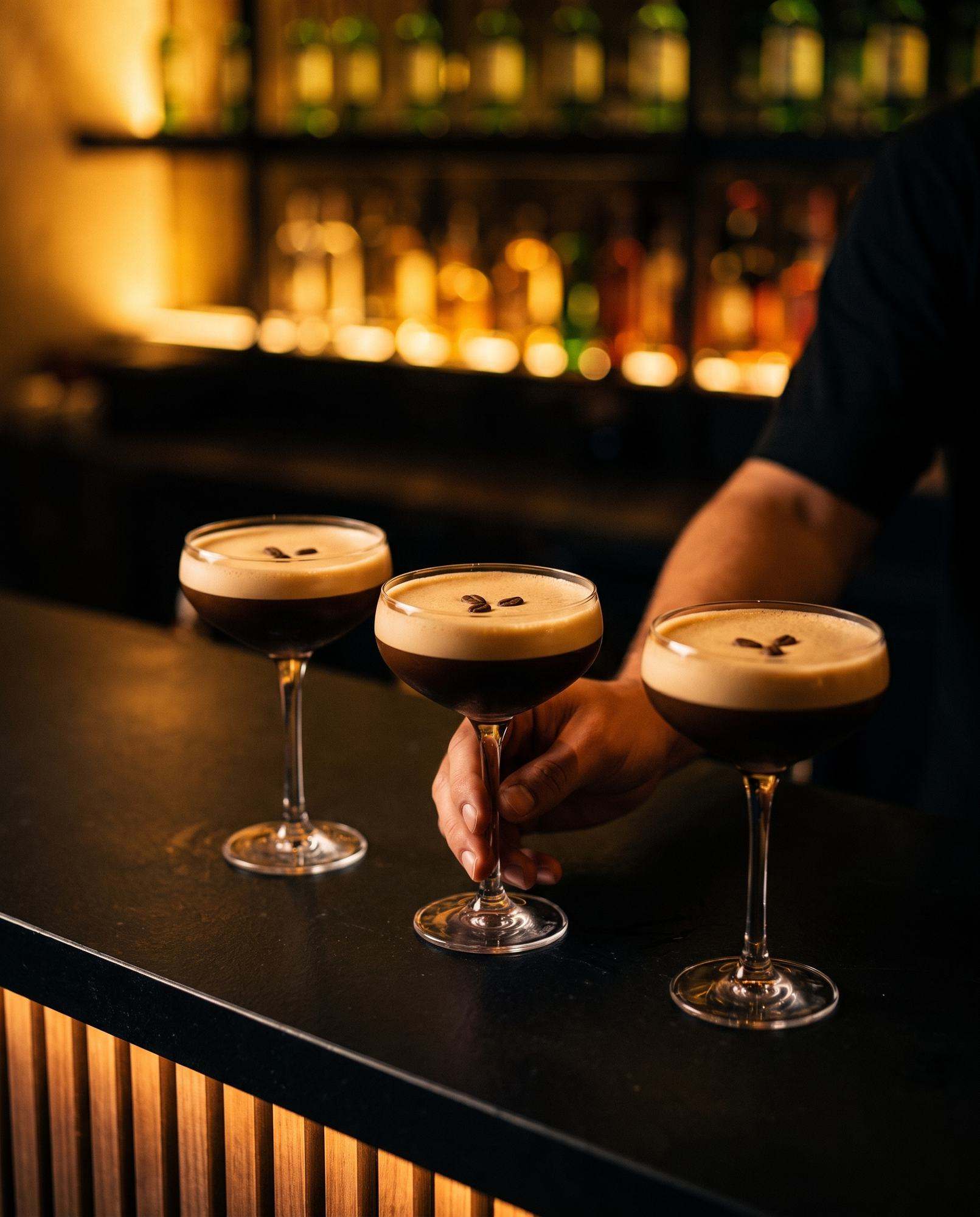 Three espresso martinis